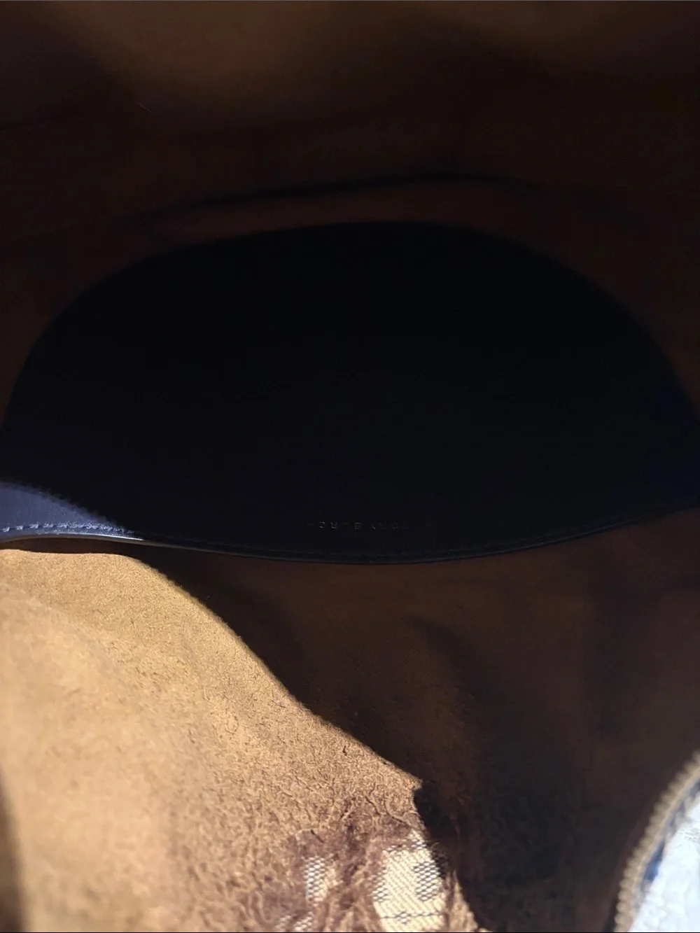 Tory Burch Beige and Black Logo Shoulder Hobo